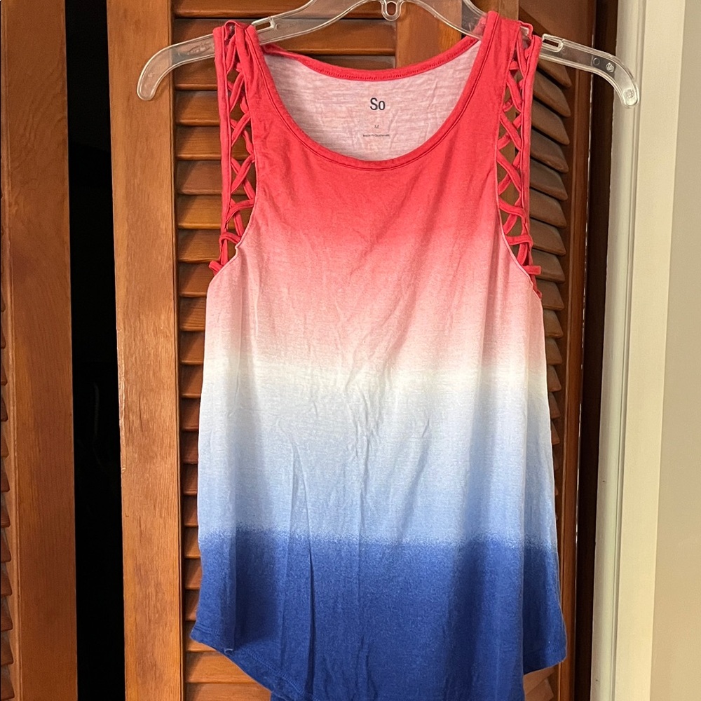 SO Women's Gradient Tank Top - Red, White, Blue